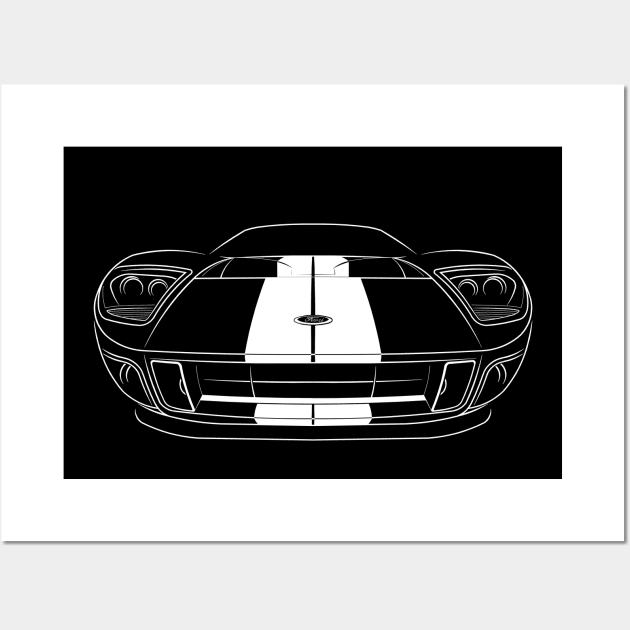 Ford GT - front stencil, white Wall Art by mal_photography